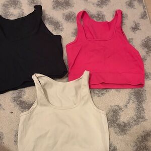 Amazon Women's Ribbed Tank Tops - Black, Pink, and White